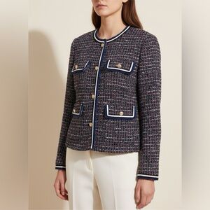 Talbots Women's Tweed Jacket with Gold Accents - Size 10